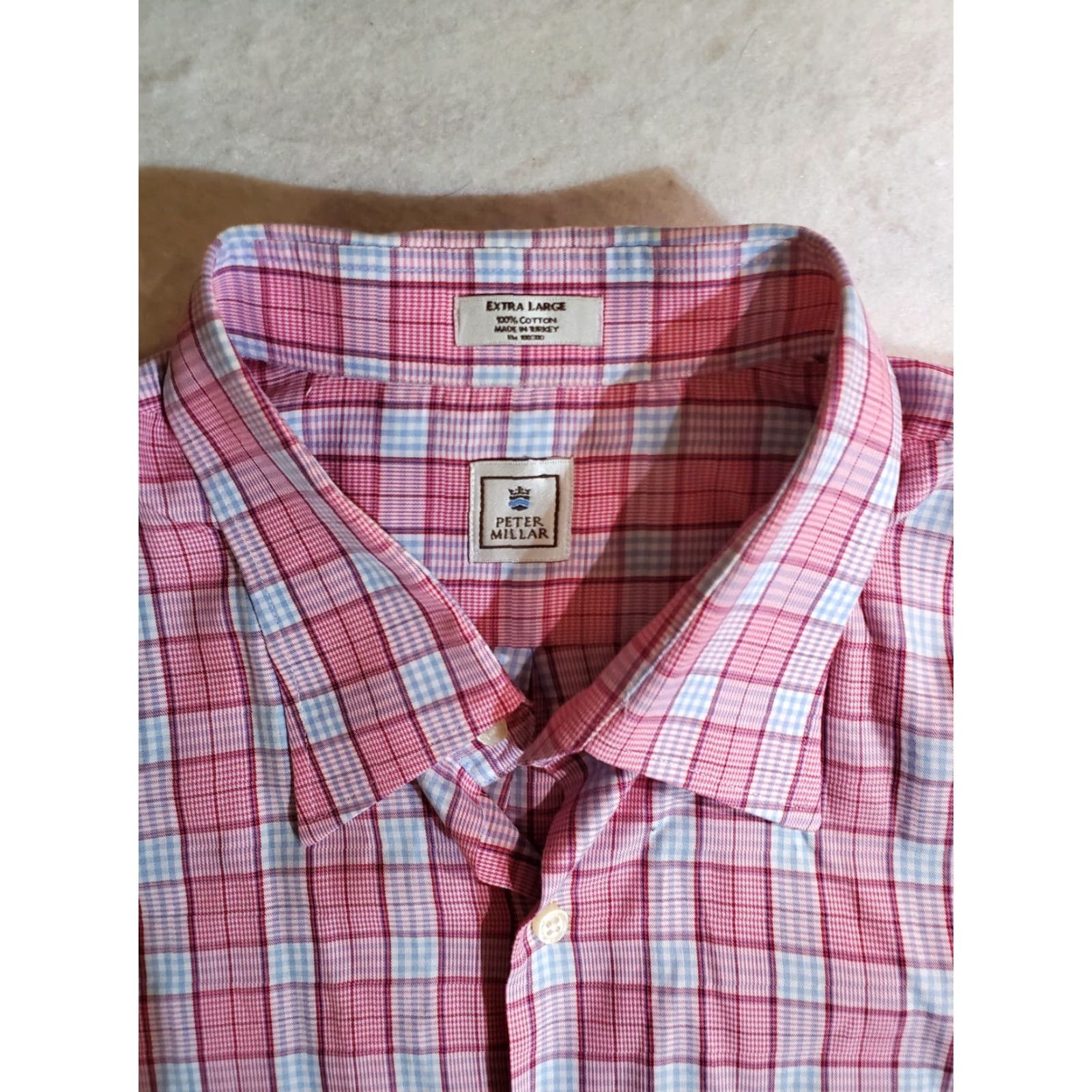Peter Millar Peter Millar Signature Plaid Button-Up Dress Shirt Mens XL Pink/White Long Sleeve Casual Cotton Button-Down Collared Preppy Style Size 46R - 3 Thumbnail
