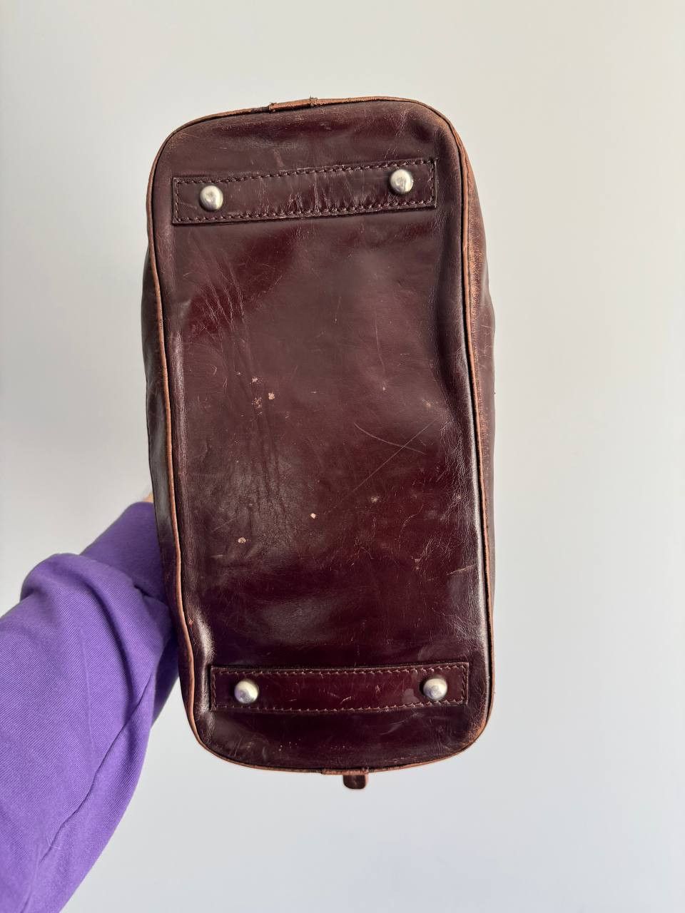 Vintage Vintage Leather Handbag Ostrich Embossed Brown Shoulder Bag Size ONE SIZE - 11 Thumbnail