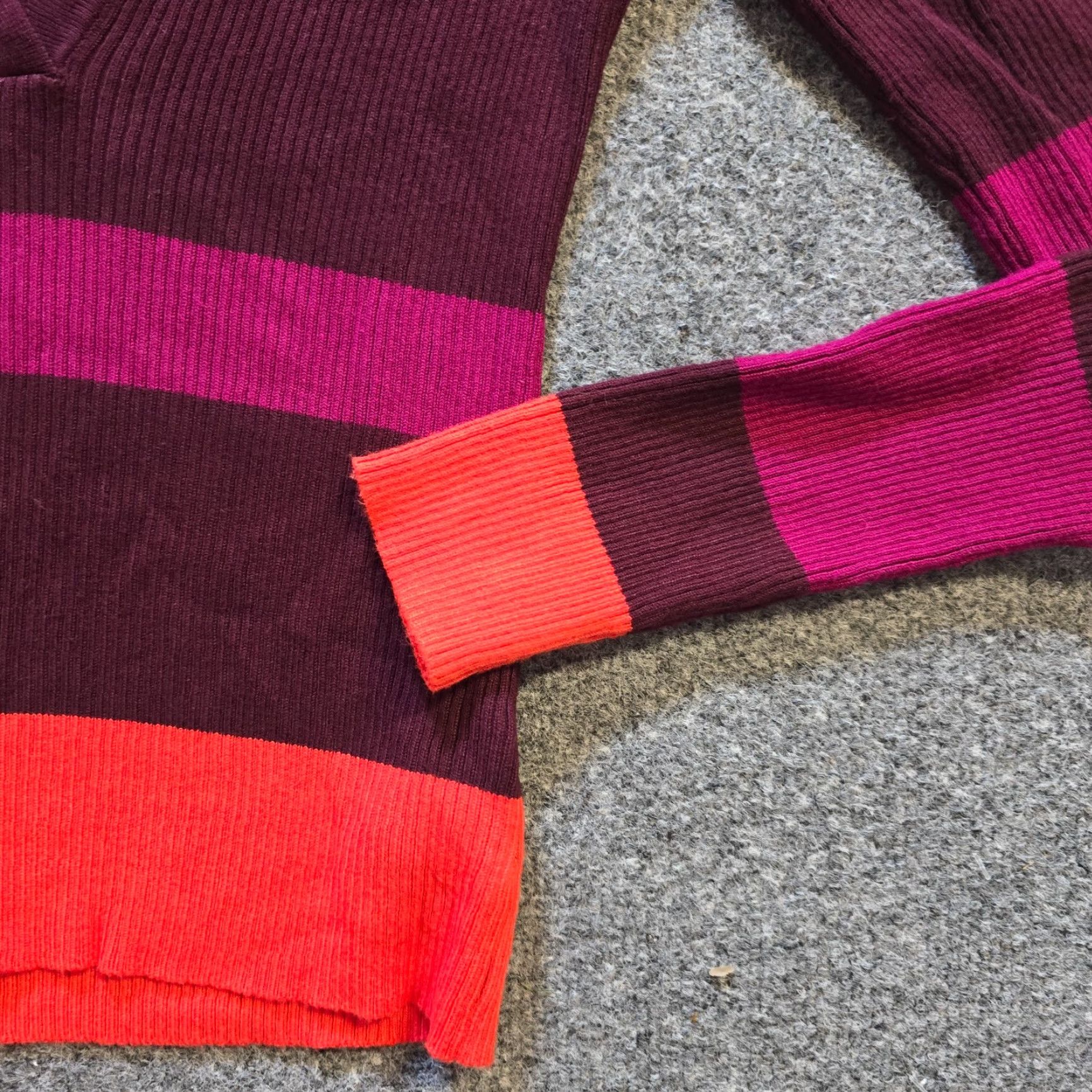 House of Harlow House Harlow Sweater Womens Size Small Purple Orange Rugby Stripe Ribbed Casual Size S / US 4 / IT 40 - 3 Thumbnail