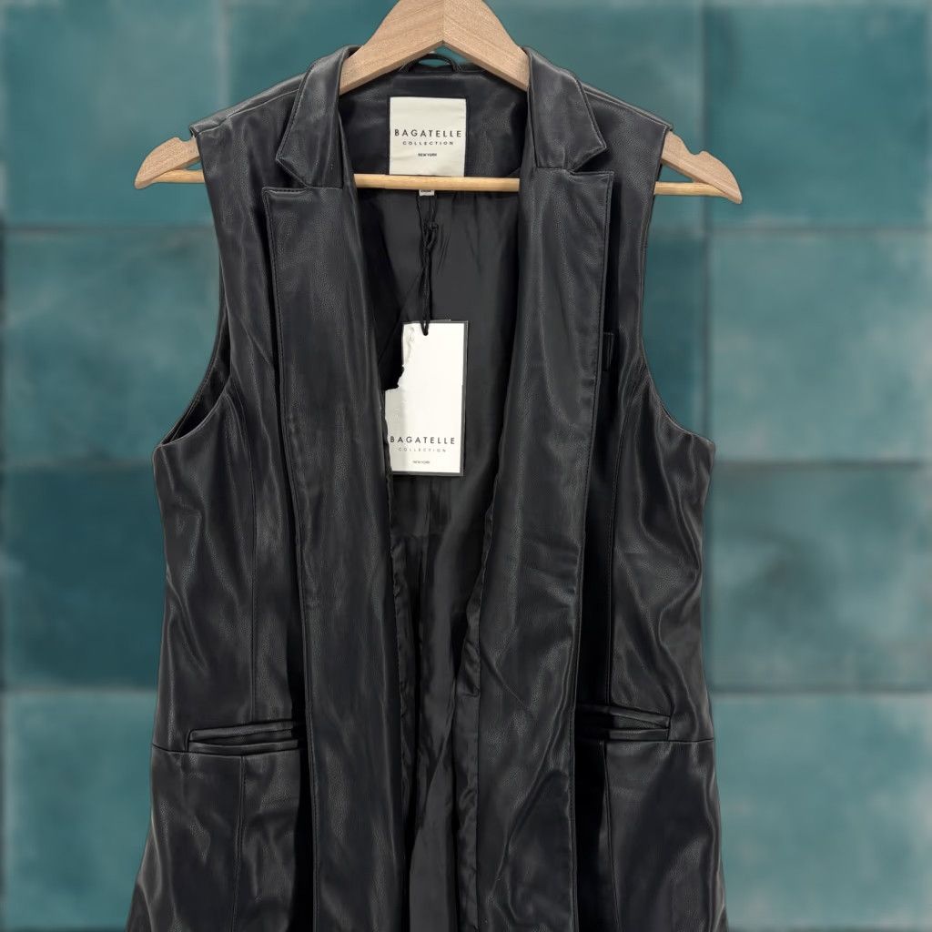 Vintage Bagatelle Collection Vest Womens Small Black Faux Leather Longline Trench Coat Size S / US 4 / IT 40 - 1 Thumbnail