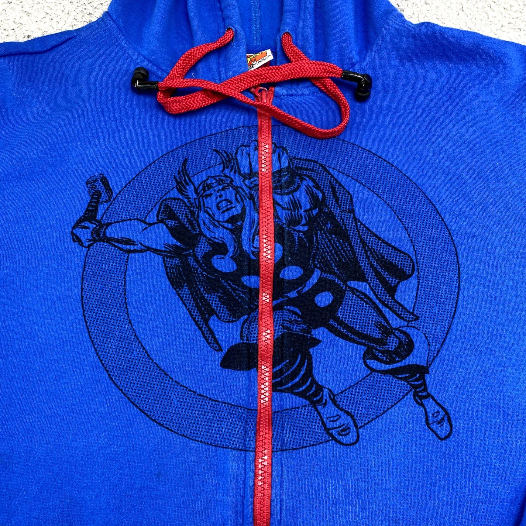 Vintage Marvel Captain America Sweatshirt Mens Large Blue Full Zip Built In Headphones Size US L / EU 52-54 / 3 - 3 Thumbnail