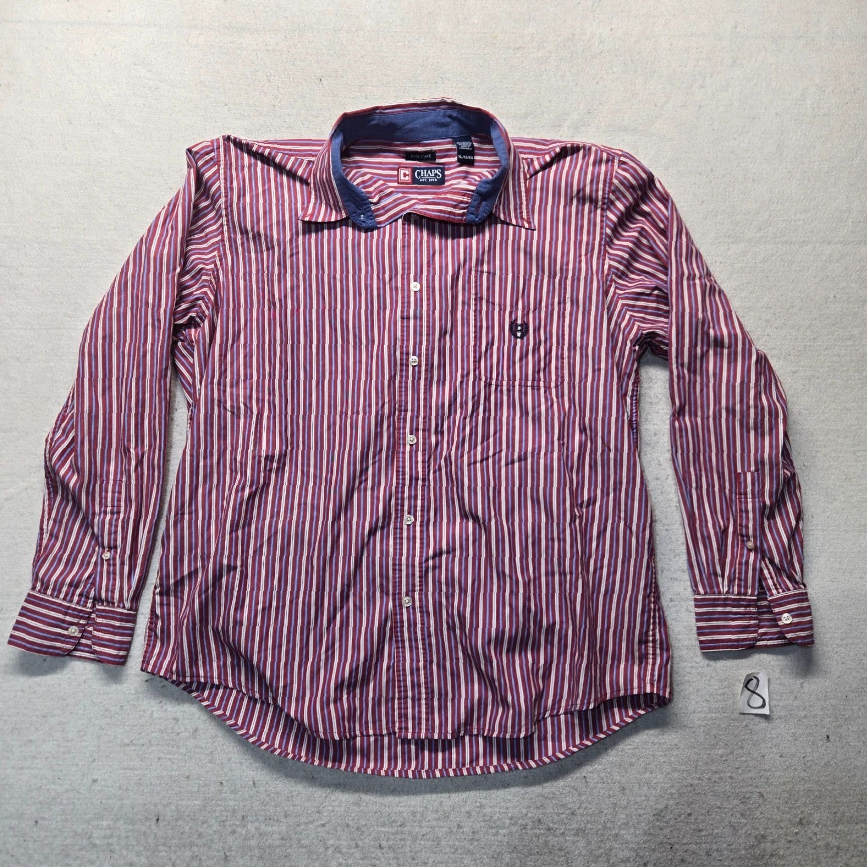 Chaps VINTAGE CHAPS Shirt Men XL Red Striped Button-Up Casual All Seasons Easy Care Long Sleeve Size US XL / EU 56 / 4 - 2 Thumbnail