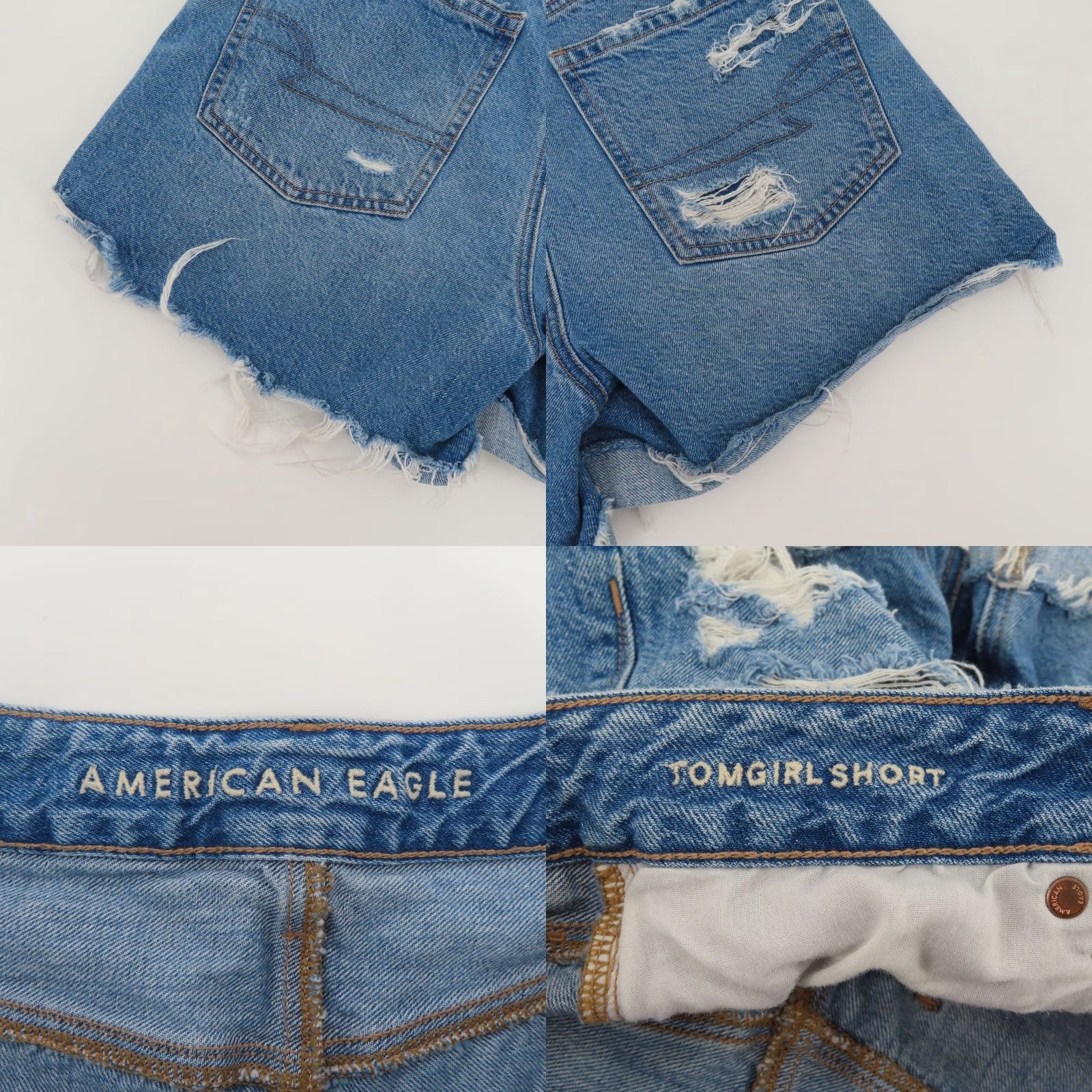 American Eagle Outfitters VINTAGE American Eagle Outfitters Women Tomgirl Short Blue Distressed Denim Jean Cotton Size 26" / US 2 / IT 38 - 8 Thumbnail