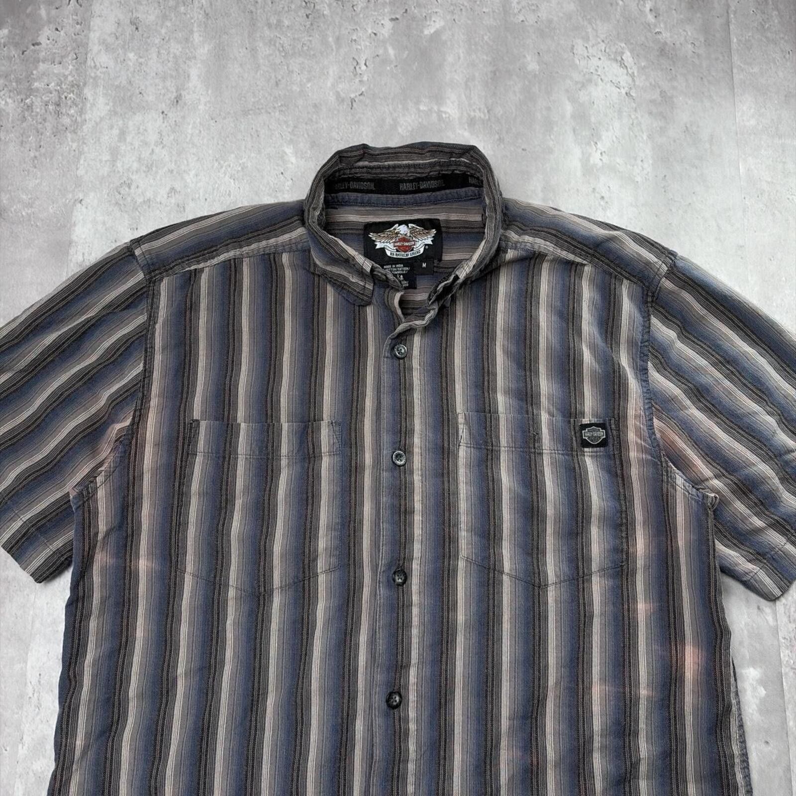 Harley Davidson Y2K Grey Harley Davidson Grunge Gothic Biker Button Up Shirt Size US M / EU 48-50 / 2 - 3 Thumbnail
