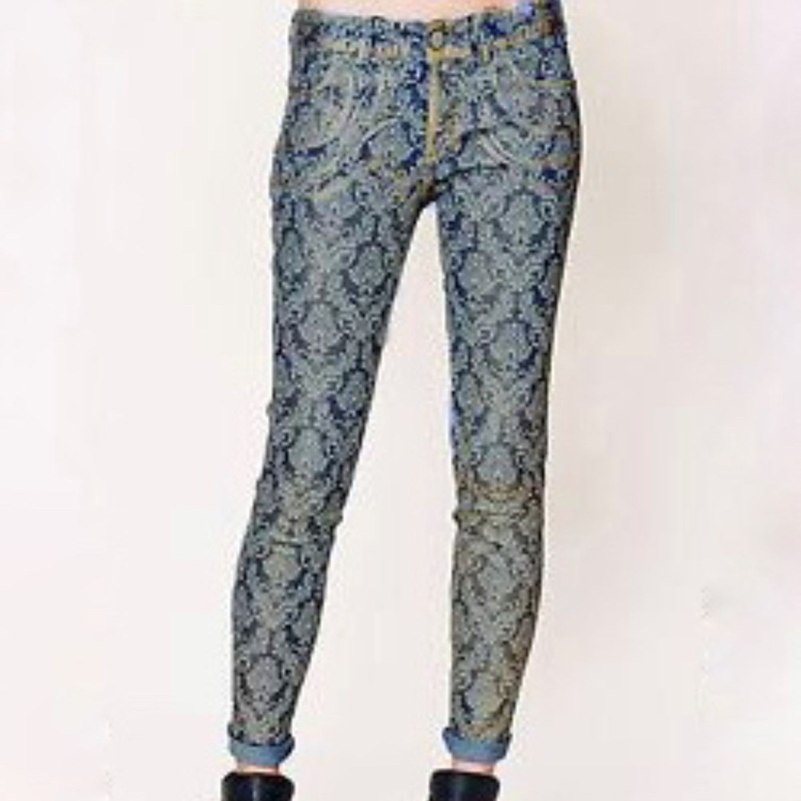Free People RARE Free People Damask Tapestry Gold Foil Skinny Jeans 27 Size 27" / US 4 / IT 40 - 11 Thumbnail