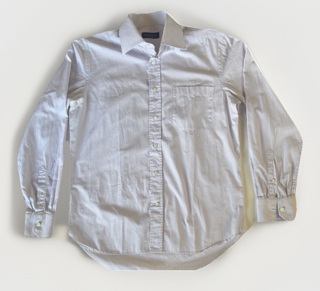 Canali Canali Purple White Striped Button Down Shirt 15.5/39 Size US L / EU 52-54 / 3 - 1 Thumbnail
