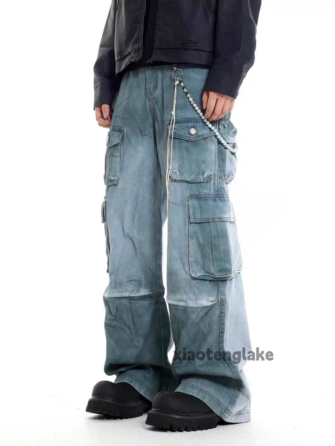 Jean × Vintage washed faded utility skate hiphop baggy cargo jeans Size US 32 / EU 48 - 4 Thumbnail