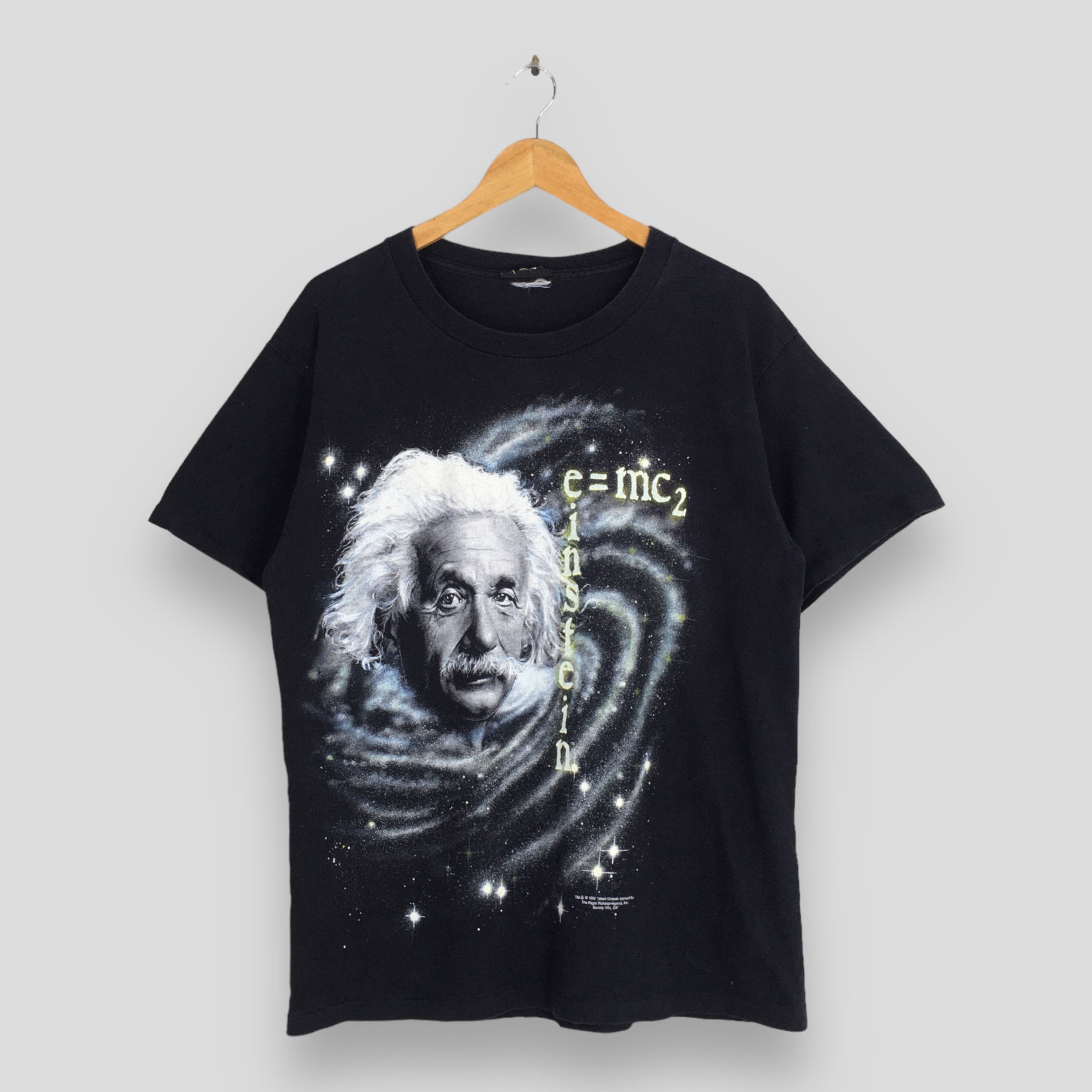 image of Art Comes First x Arts Science Vintage 90's Albert Einstein Genius Black T Shirt Medium, Men's