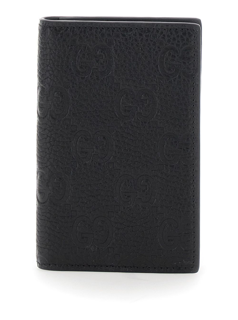 Gucci Black GG Vertical Bi-Fold Wallet in Hammered Leather Man Size ONE SIZE - 1 Thumbnail