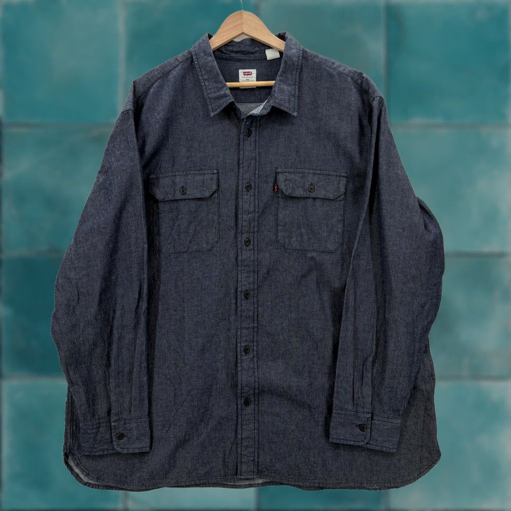 Levi's Levi's Shirt Mens 2XL Blue Chambray Long Sleeve Button Up Relaxed Fit Western Size US XXL / EU 58 / 5 - 1 Thumbnail