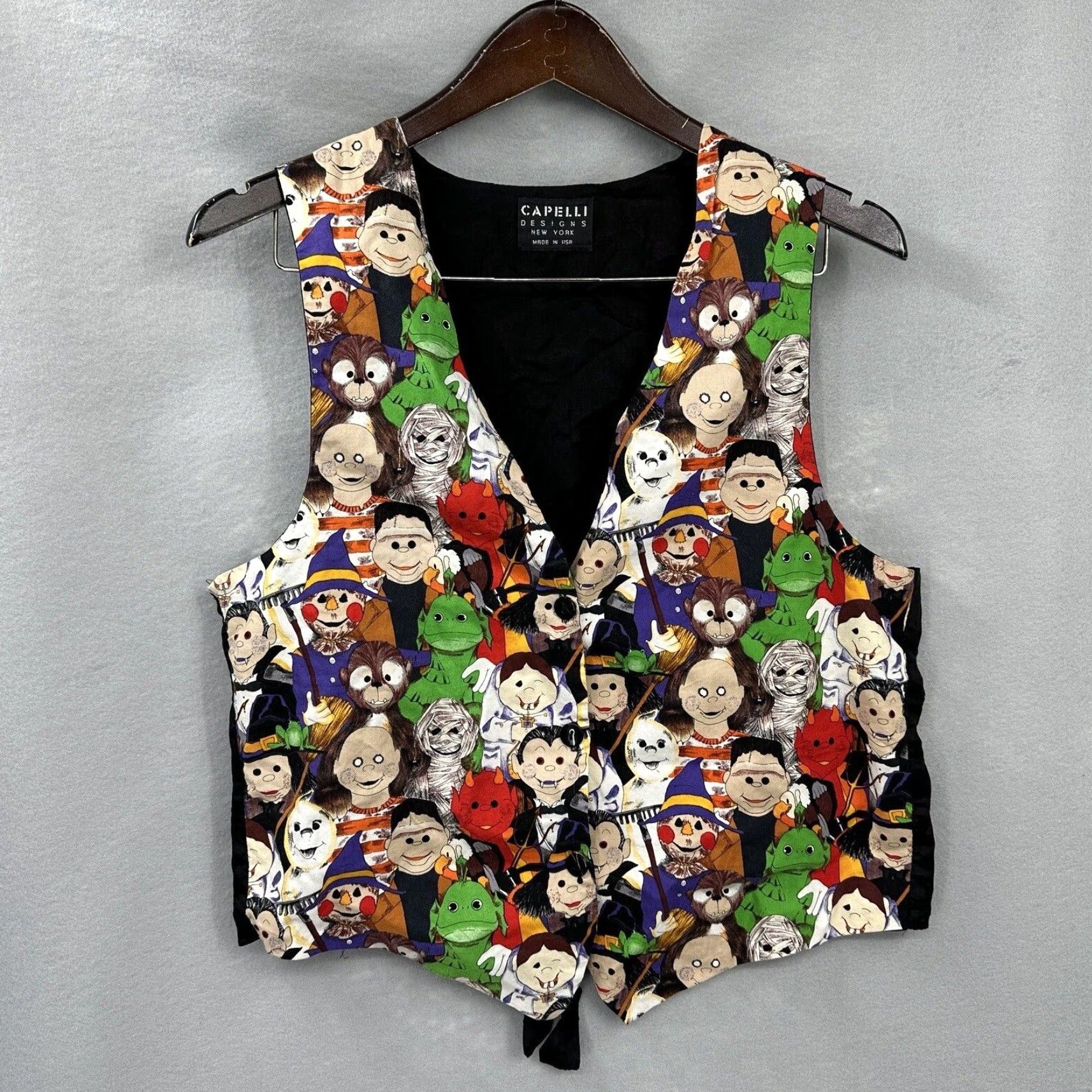 Vintage VINTAGE Capelli New York Vest Women One Size Black Halloween Cartoon Cat Designer Capelli Designs Monsters Clown READ House Size ONE SIZE - 2 Thumbnail
