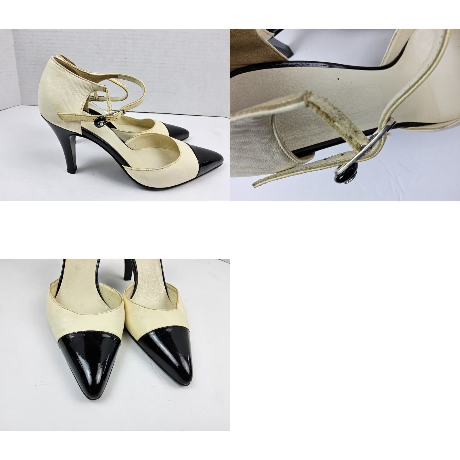 Chanel Chanel Two Tone Cap Toe Ankle Strap Heels Size 36 C, US 6C Multicolor Pump Leather Patent Leather Womens Dessign? Size ONE SIZE - 8 Thumbnail