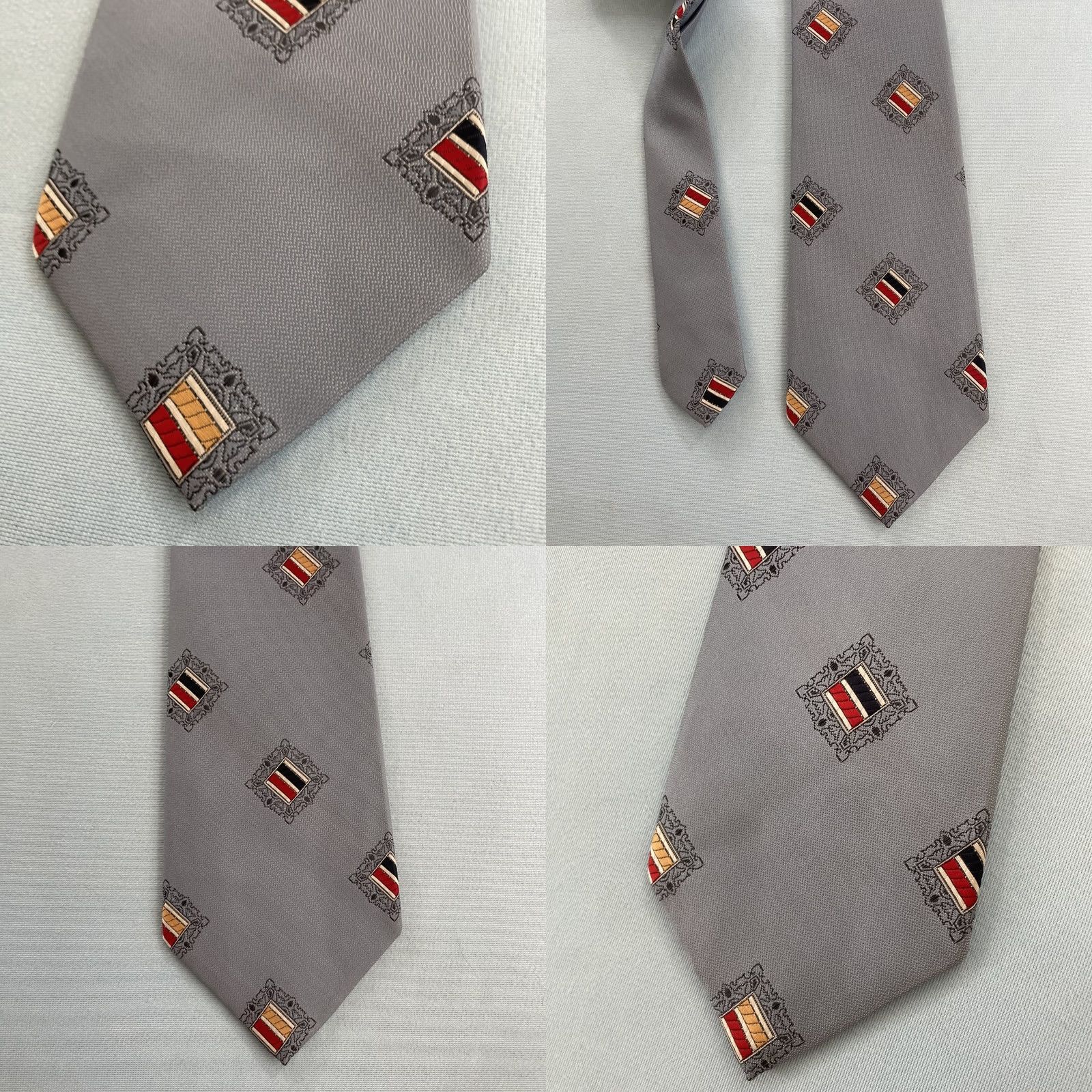 Vintage Vtg Extra Wide Necktie 4.3" Kipper Tie Handmade Jacquard Rockabilly Mob Boss Gray Neck Tie Geometric Vintage Men 57"-60" 4.3" Wide Gray Size ONE SIZE - 10 Thumbnail