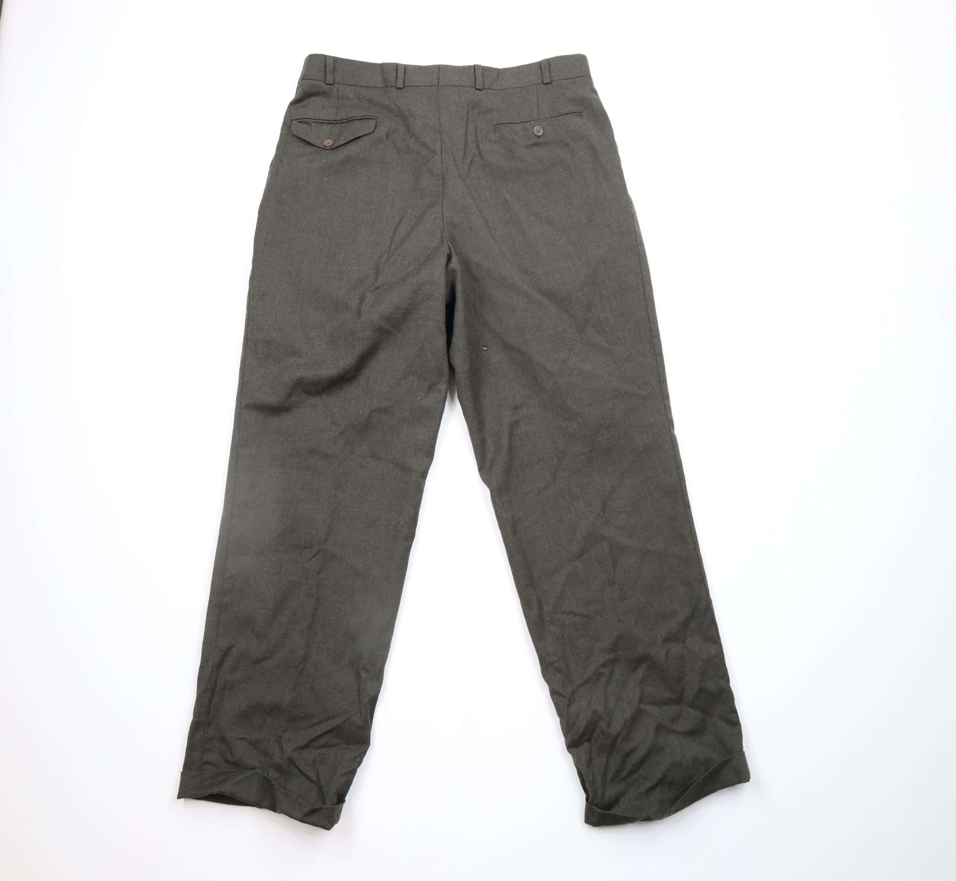 Ralph Lauren × Vintage Vintage 90s Chaps Ralph Lauren Wool Wide Leg Pants Green Size US 34 / EU 50 - 8 Thumbnail