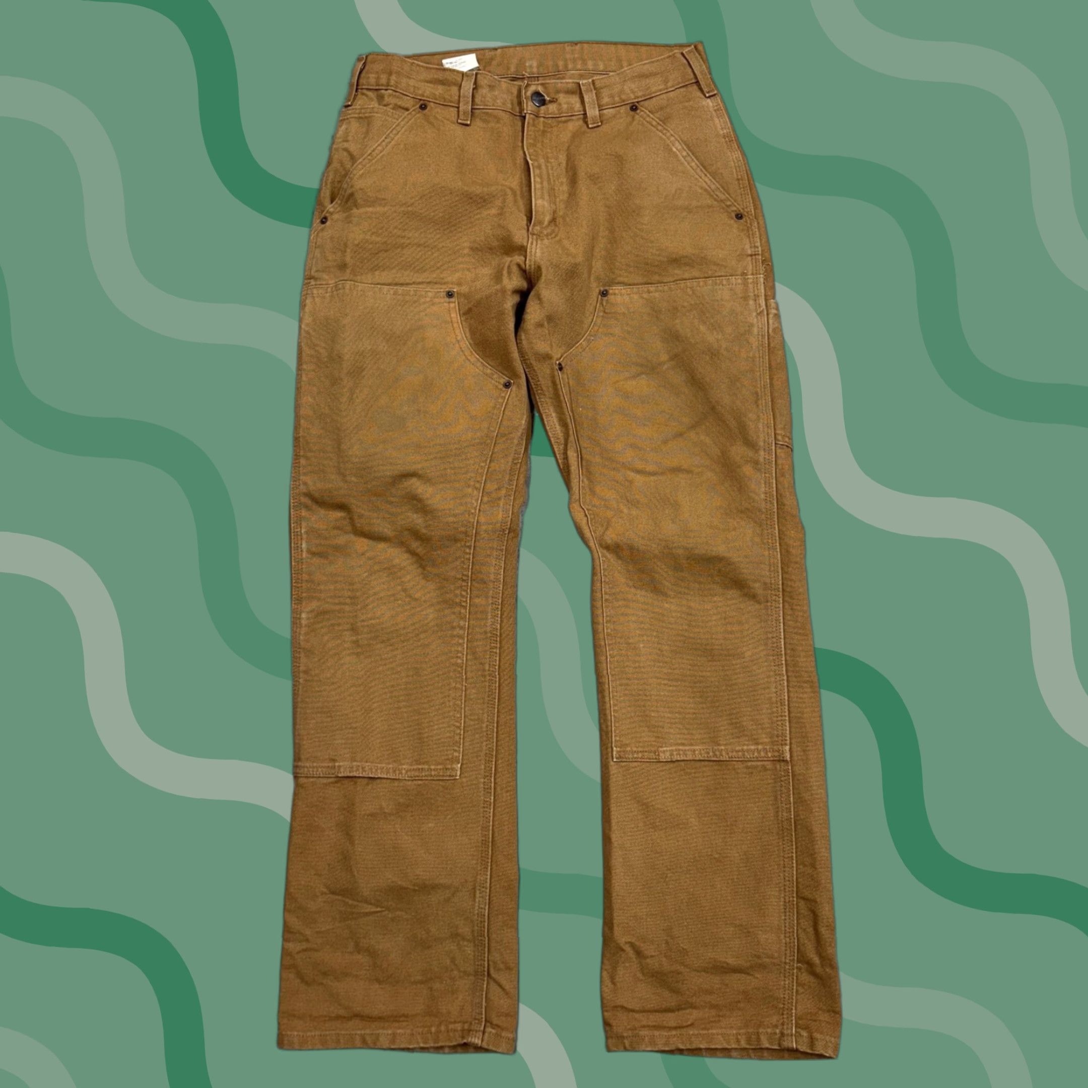 Carhartt VINTAGE Carhartt Pants Mens 31x32 Brown Canvas Carpenter BRN Brown Canvas Pants 31x32 Carhartt Original Dungaree Fit Mens Size US 31 - 1 Thumbnail