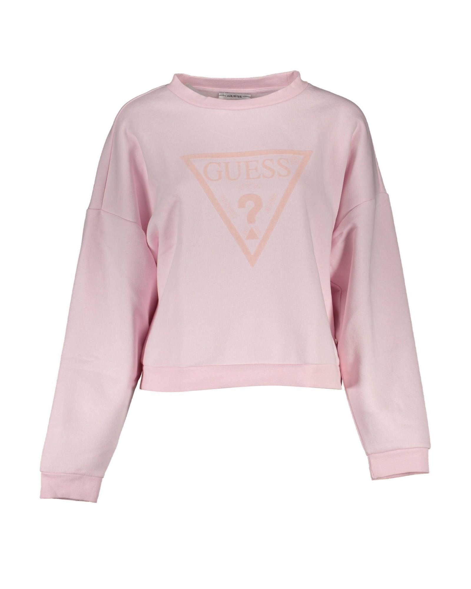 image of Guess Organic Cotton Round Neck Sweatshirt in Pink, Women's (Size XL)