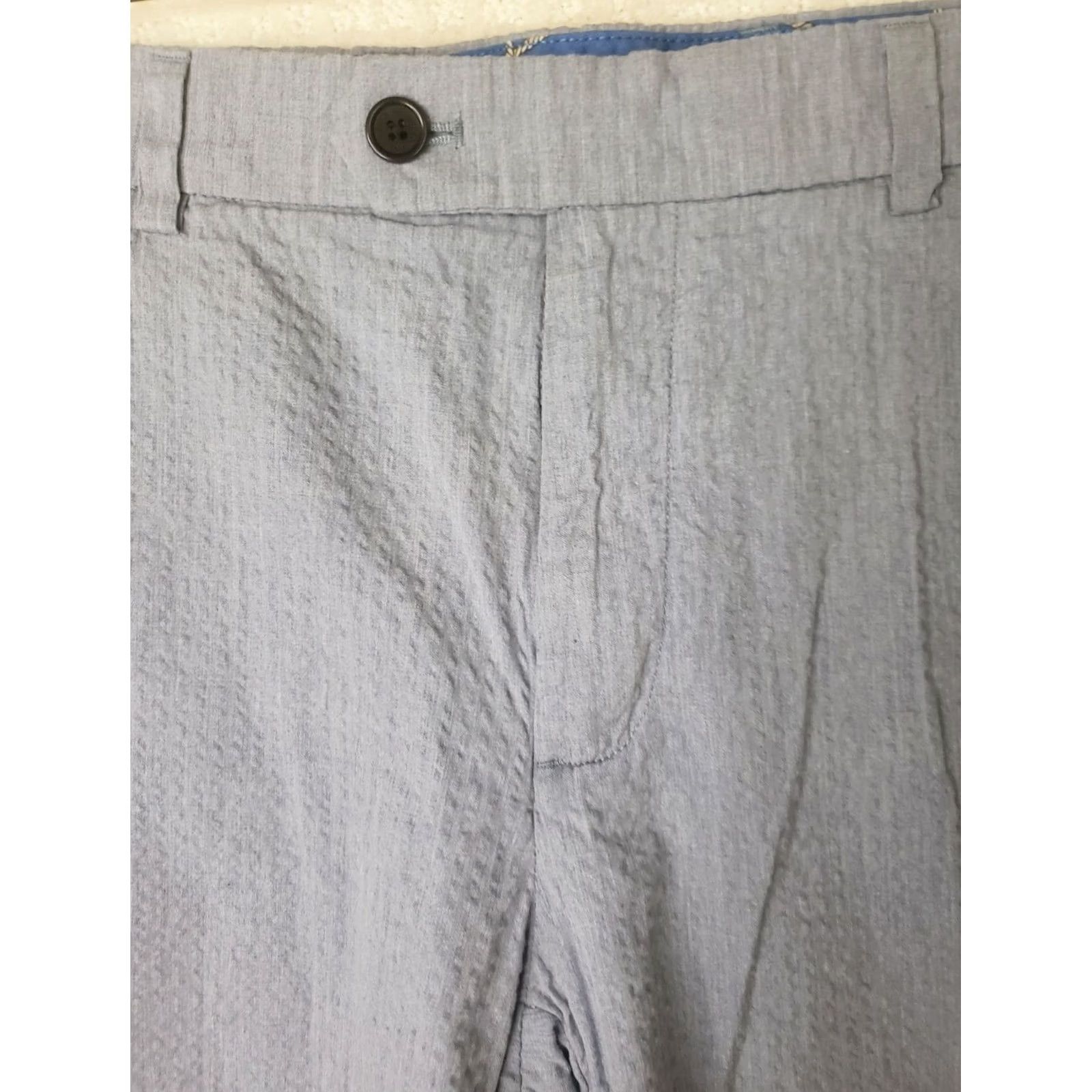 Brooks Brothers Brooks Brothers Bermuda Shorts Men's 34x9.5" Cotton Seersucker Stripe Navy Gray Seersucker Zip Front Casual Shorts Vintage No, 34, Regular Fit Size US 34 / EU 50 - 4 Thumbnail