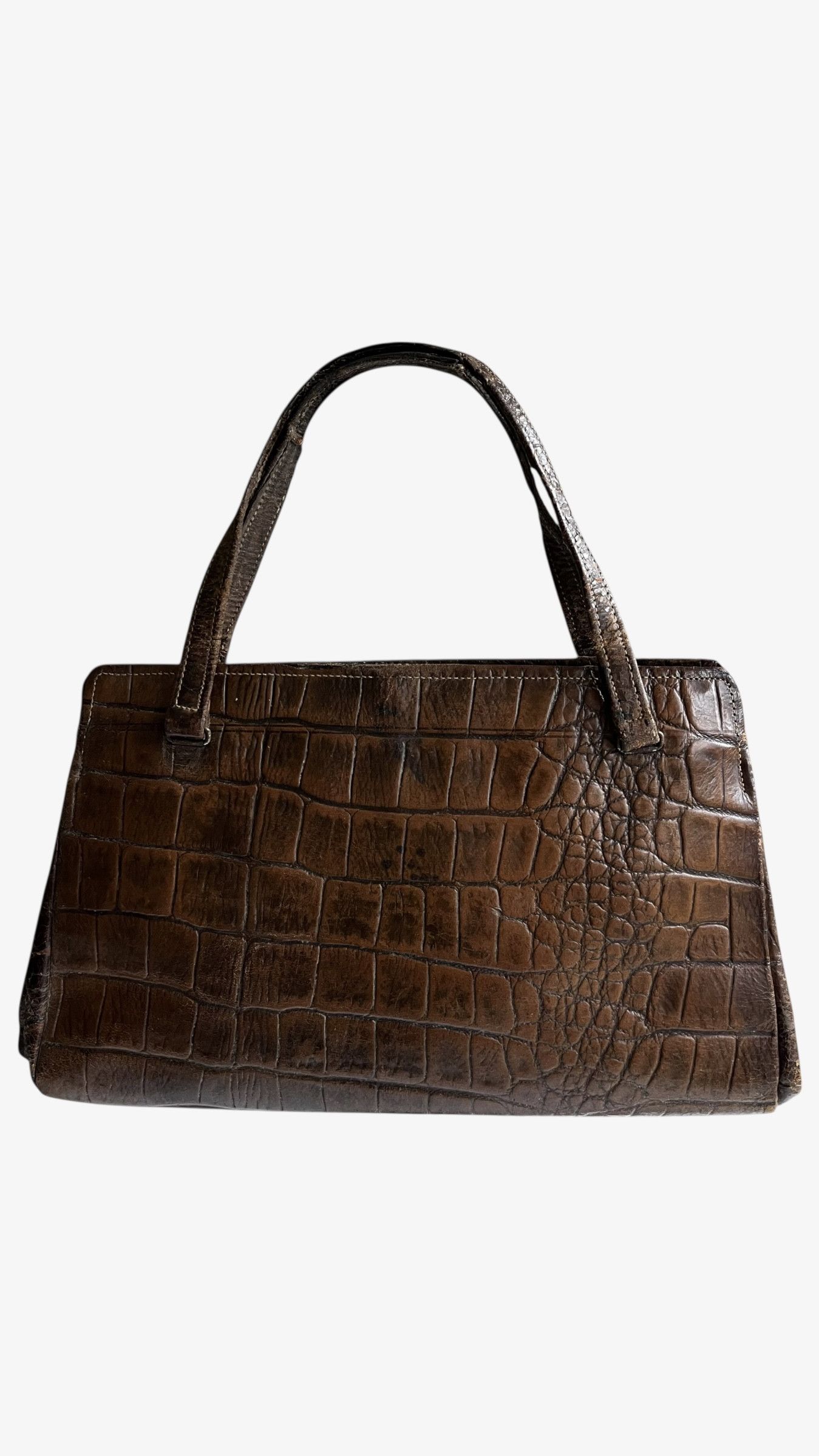 Other Vintage 1950s Crocodile Embossed Brown Leather Shoulder Bag Size ONE SIZE - 1 Thumbnail