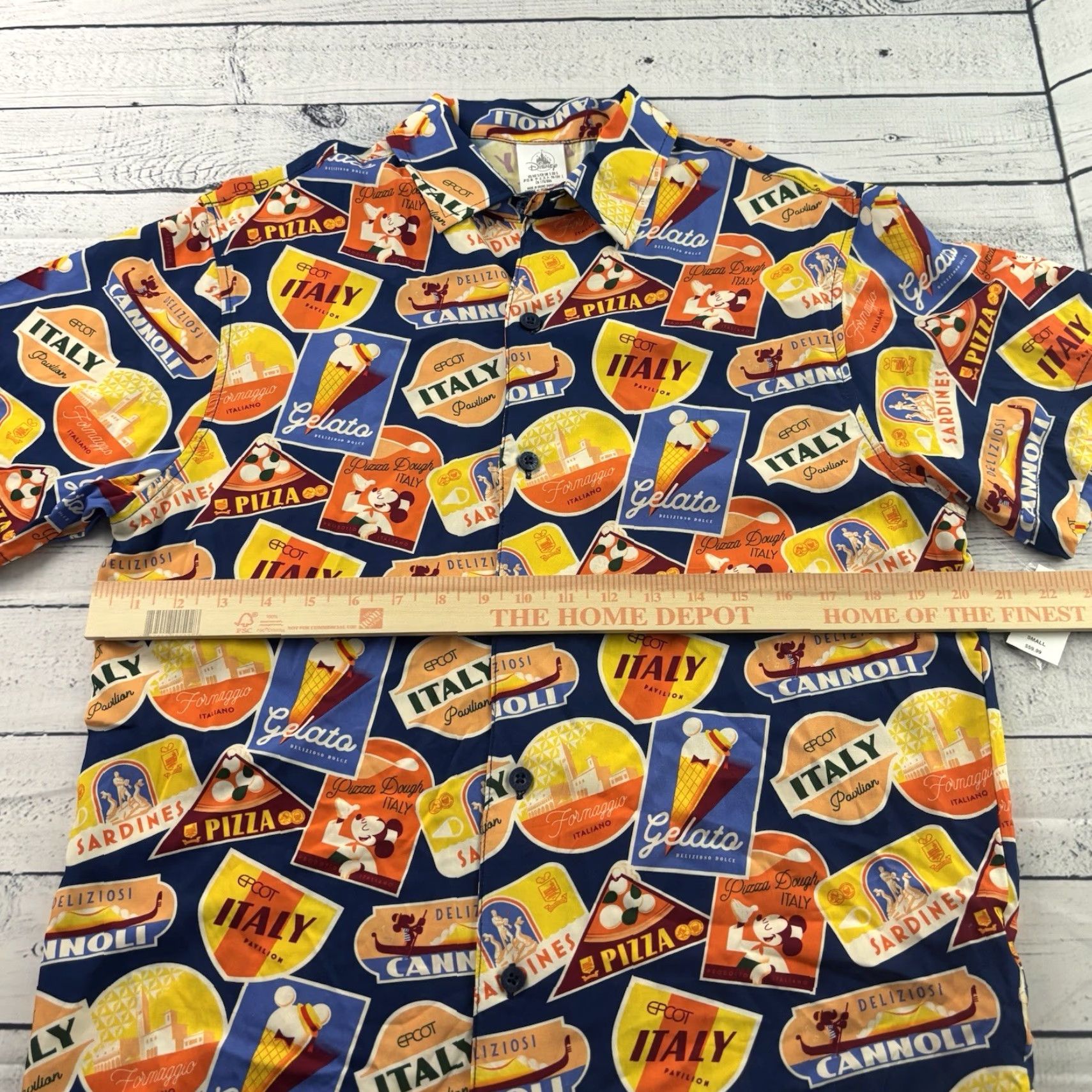 Disney Disney Epcot Minnie Italy Short Sleeve Button Front Shirt Men's S Blue Size US S / EU 44-46 / 1 - 5 Thumbnail