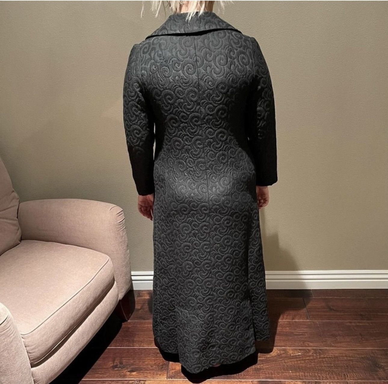 Vintage Vintage 1960's Black Matelasse Maxi Dress Coat Rhinestones Size S / US 4 / IT 40 - 2 Thumbnail