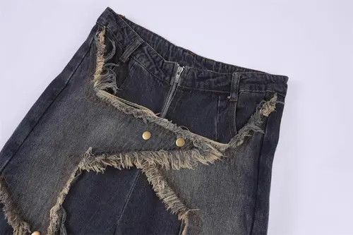 Japanese Brand × Jean Star embroidered straight high street wide leg jeans Size US 32 / EU 48 - 3 Thumbnail