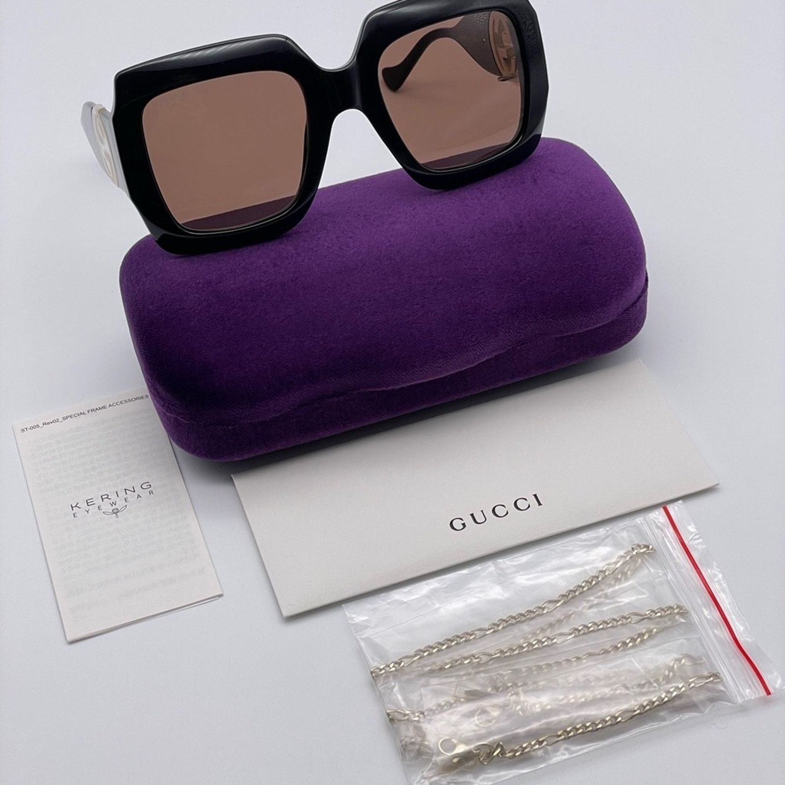 Gucci BRAND NEW GUCCI GG1022S 005 With Chain Black/Brown Woman Size ONE SIZE - 9 Thumbnail