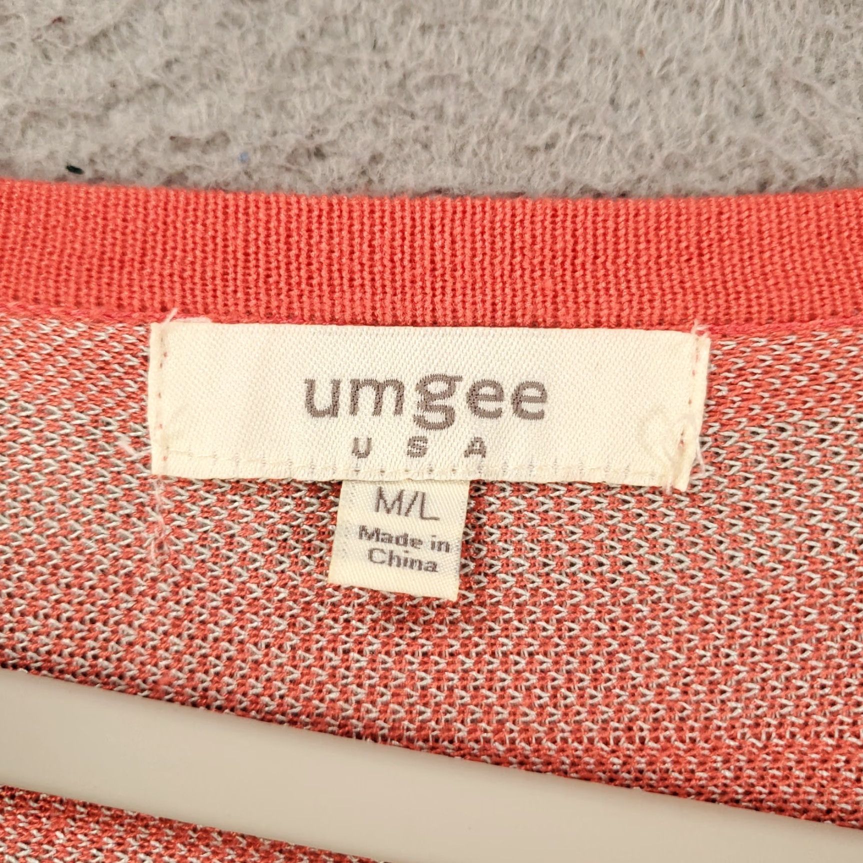 Vintage UMGEE Cardigan Sweater Open Front 3/4 Sleeve Boho Aztec Geometric Knit Orange Large L Women Size L / US 10 / IT 46 - 7 Thumbnail