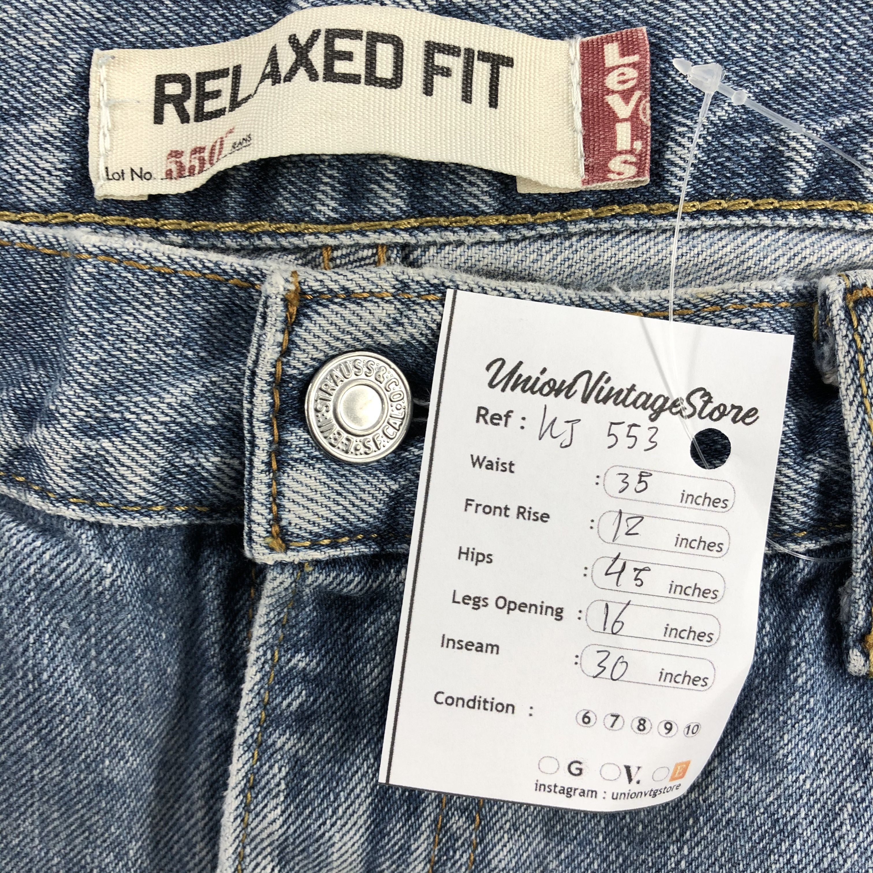 Levi's Vintage Levis 550 Jeans Relaxed Fit Stone Wash Denim KJ553 Size US 35 - 12 Thumbnail
