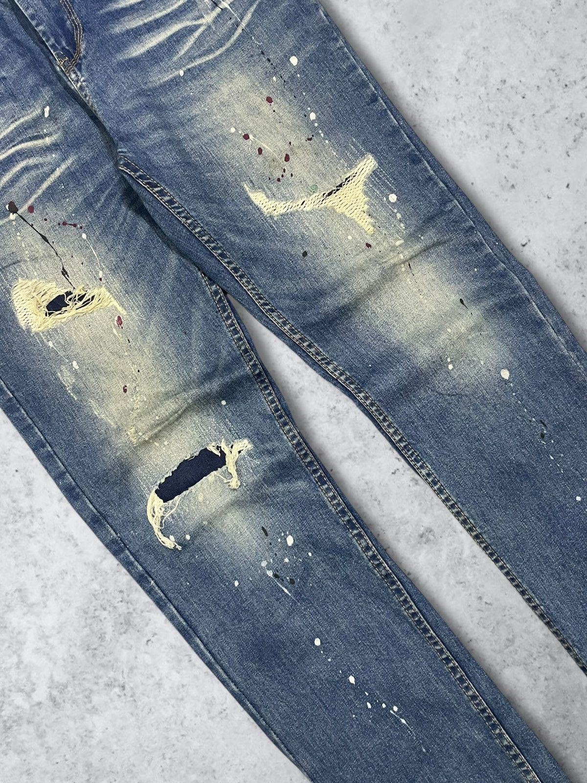 Amiri Vintage Japanese Paint Splat Sashiko Patch High Rise Jeans Size 30" / US 8 / IT 44 - 7 Thumbnail