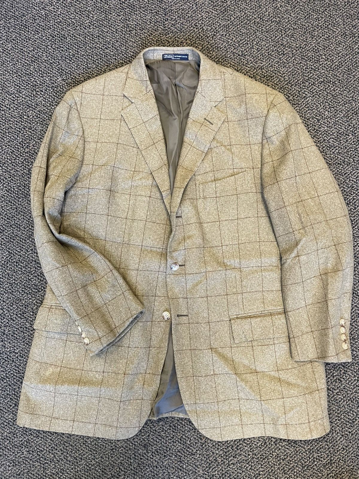 Polo Ralph Lauren × Vintage Windowpane Check Cashmere Jacket Size 46R - 6 Thumbnail