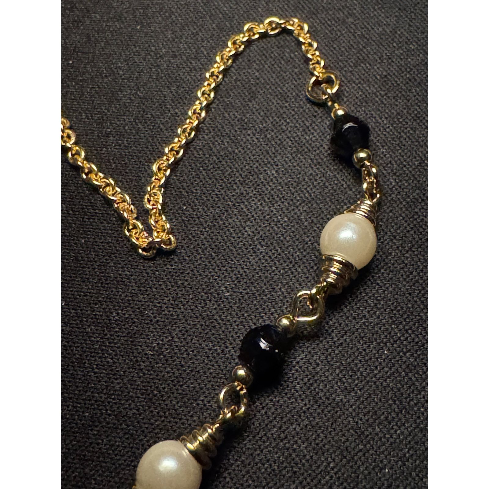 Other Vintage Korea Gold Tone Black Faux Pearl 14in Necklace Size ONE SIZE - 5 Thumbnail