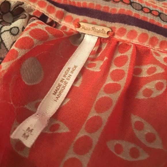 Free People Free People orange Floral Striped Button Down Top Size M / US 6-8 / IT 42-44 - 2 Thumbnail