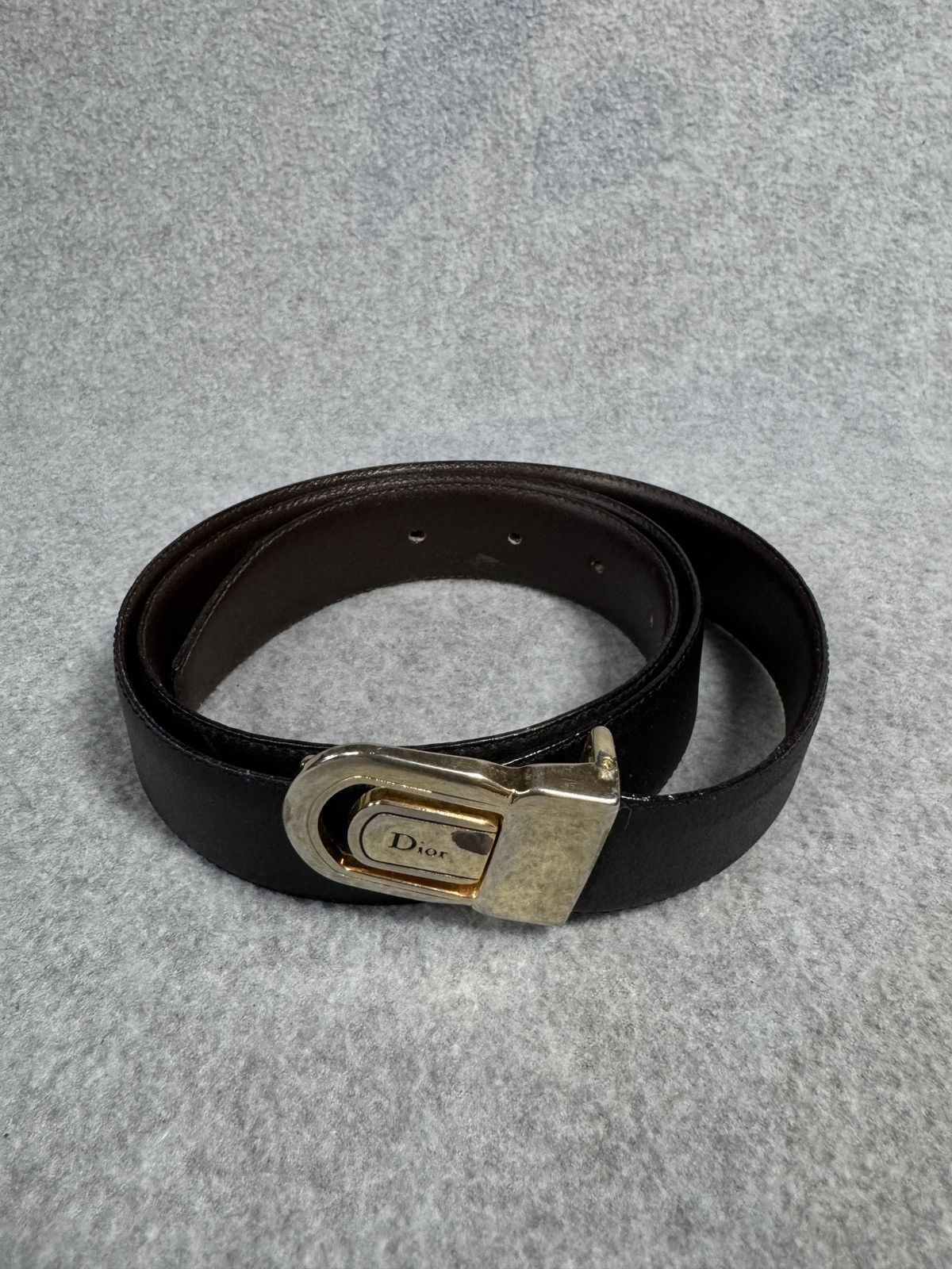 Dior Vintage Christian Dior Logo Buckle Black Leather Belt Unisex Size ONE SIZE - 14 Thumbnail