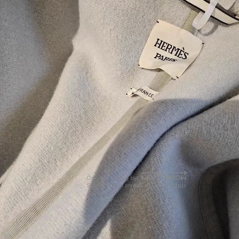 Hermes Hermes Light Blue Wool Single-Breasted Coat Size 4XL / US 24-26 - 6 Thumbnail
