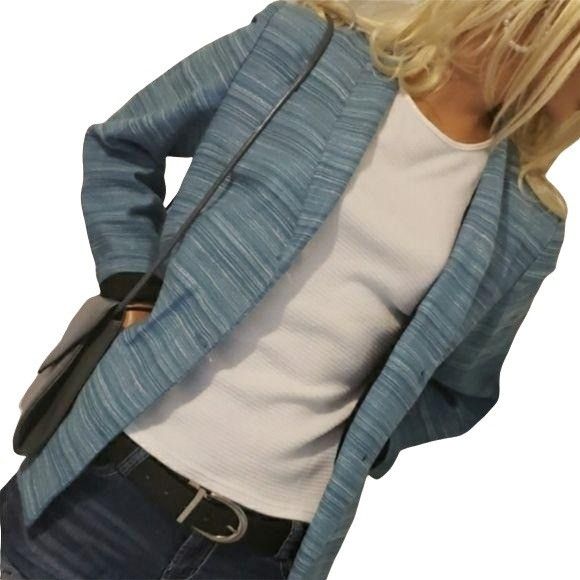 Vtg 80's Nicola Blue Striped Boyfriend Blazer Sz 12 Single B