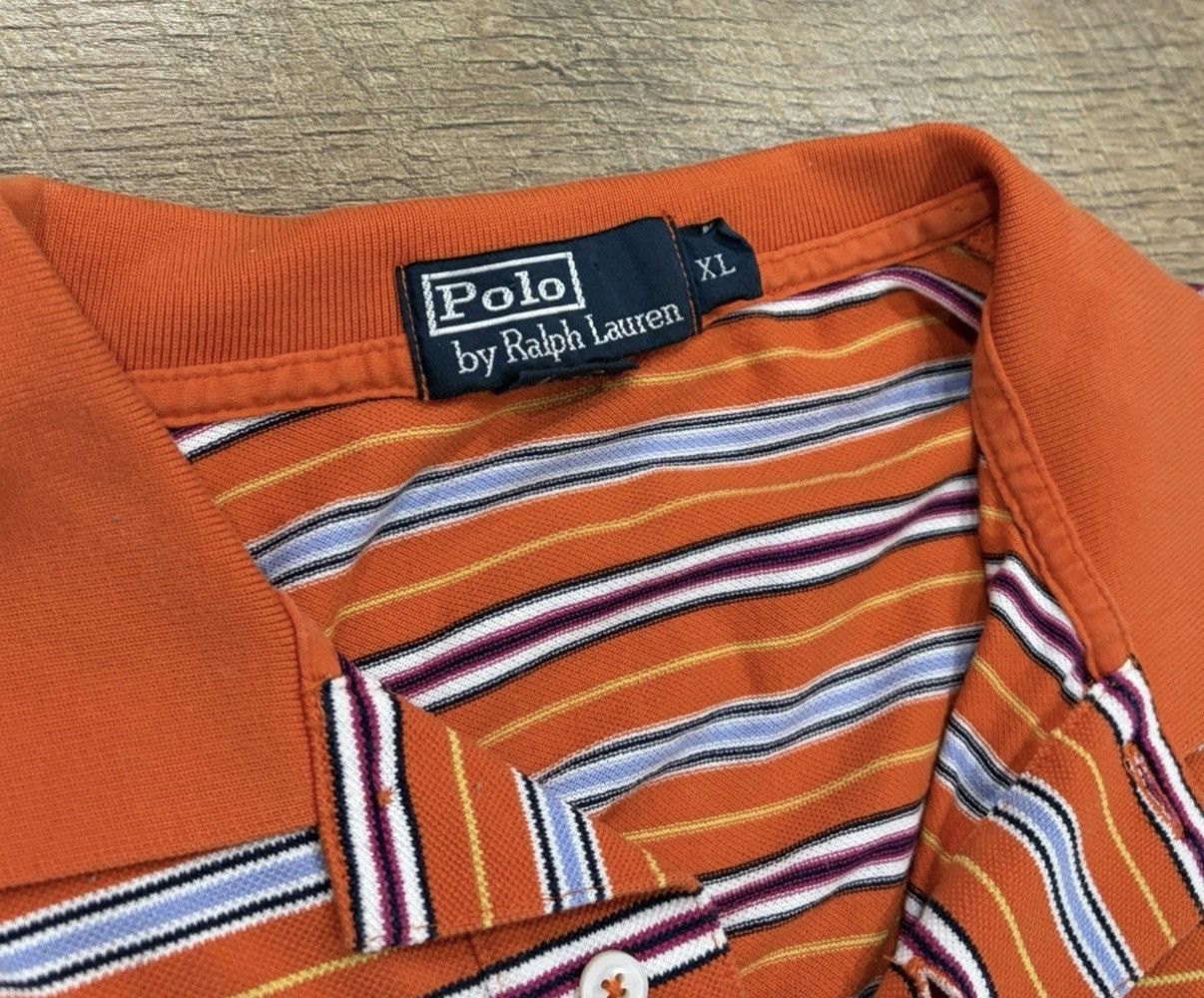 Polo Ralph Lauren Vintage Polo Ralph Lauren Striped Knit Polo Shirt Orange XL Size US XL / EU 56 / 4 - 4 Thumbnail