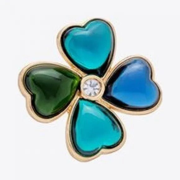 Saint Laurent Paris o1s1wg110325 Size: OS / 692010 Clover Heart Brooch Metal Size ONE SIZE - 2 Thumbnail