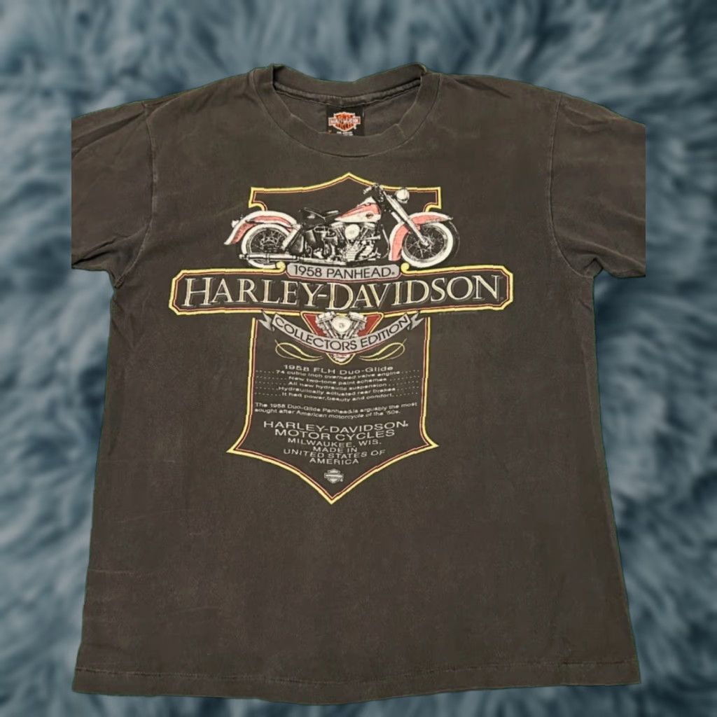 VINTAGE Harley-Davidson Panhead Collectors California VTG Shirt Mens Size M Black 90s Motorcycle Biker Punk Grunge Hip Hop USA 1990s Mens Shirt