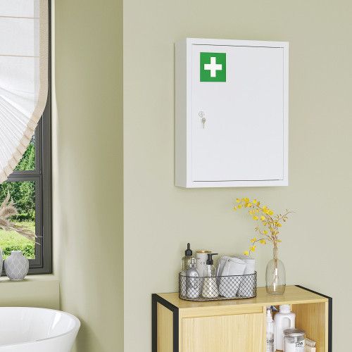 Designer × Homemade kleankin 16" x 21" Wall Medicine Cabinet with Lock, 3 Tier S Size US L / EU 52-54 / 3 - 8 Thumbnail