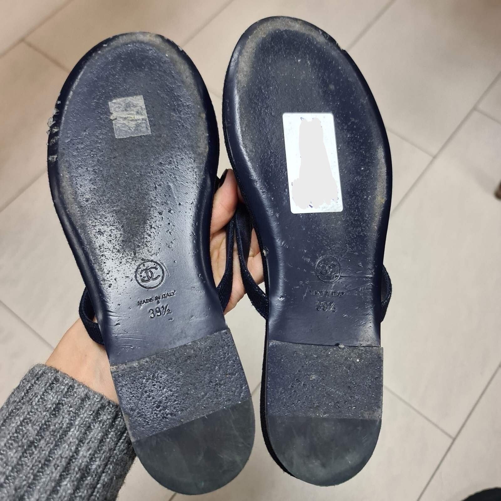 Chanel Chanel CC Crystal Shimmer Denim Thong Sandals Sz.39,5 Size US 8.5 / IT 38.5 - 3 Thumbnail