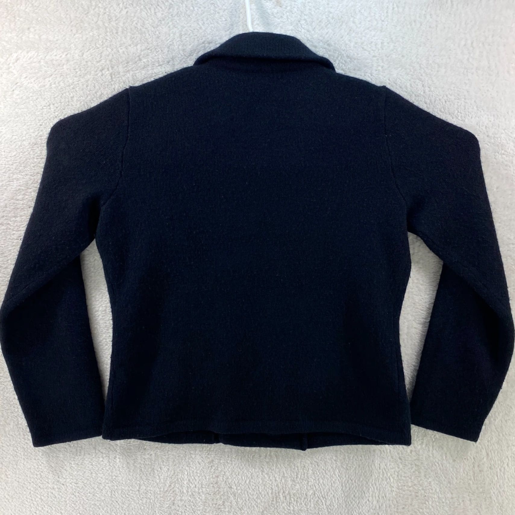 Ralph Lauren VINTAGE Ralph Lauren Womens Large Black Lambswool Sweater Jacket Moto Asymmetrical Zip Size L / US 10 / IT 46 - 2 Thumbnail