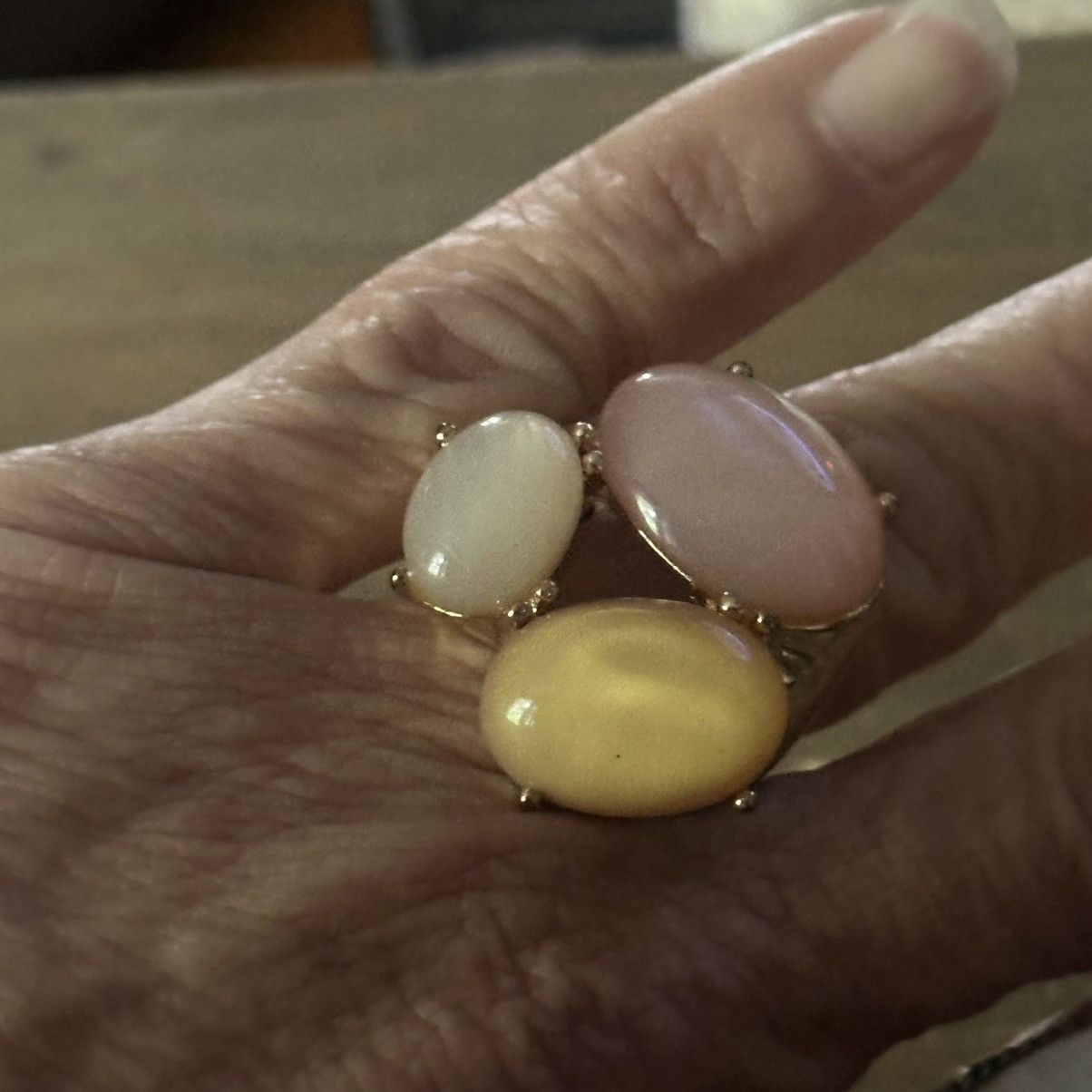Other Gold tone multicolor cabochon stones stretch ring Size ONE SIZE - 3 Thumbnail