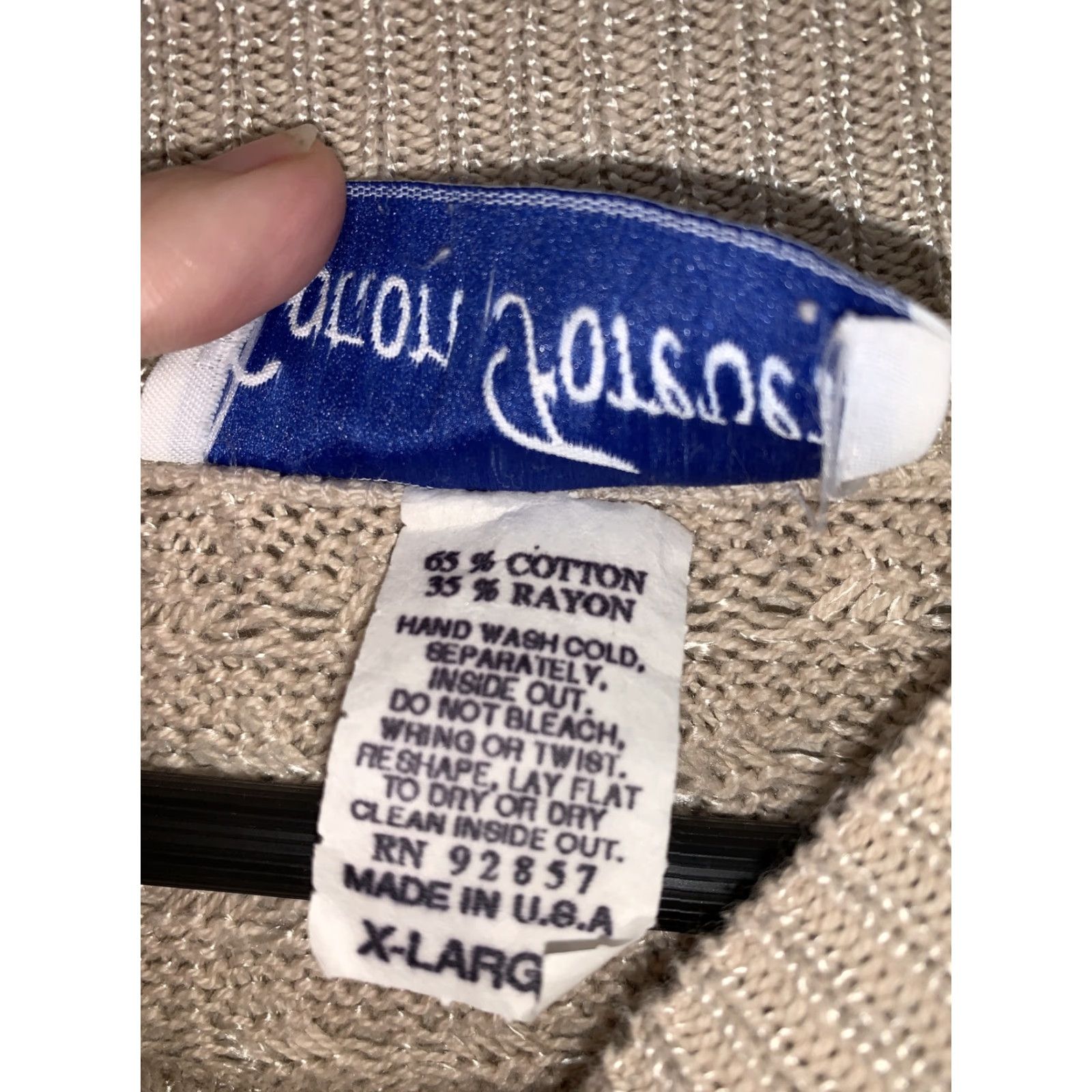 Vintage VINTAGE Cotton Forever US Made Ivory Knit Sweater Womens XL-6854 Size XL / US 12-14 / IT 48-50 - 3 Thumbnail