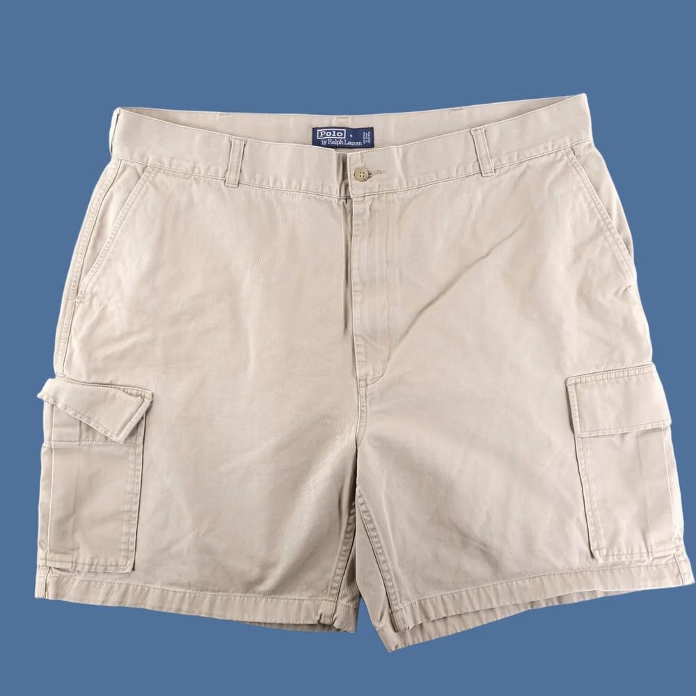 Polo Ralph Lauren VINTAGE Polo Shorts Mens 42 Cargo Chino Tan Beige Ralph Lauren Pants Shorts Size US XL / EU 56 / 4 - 1 Thumbnail