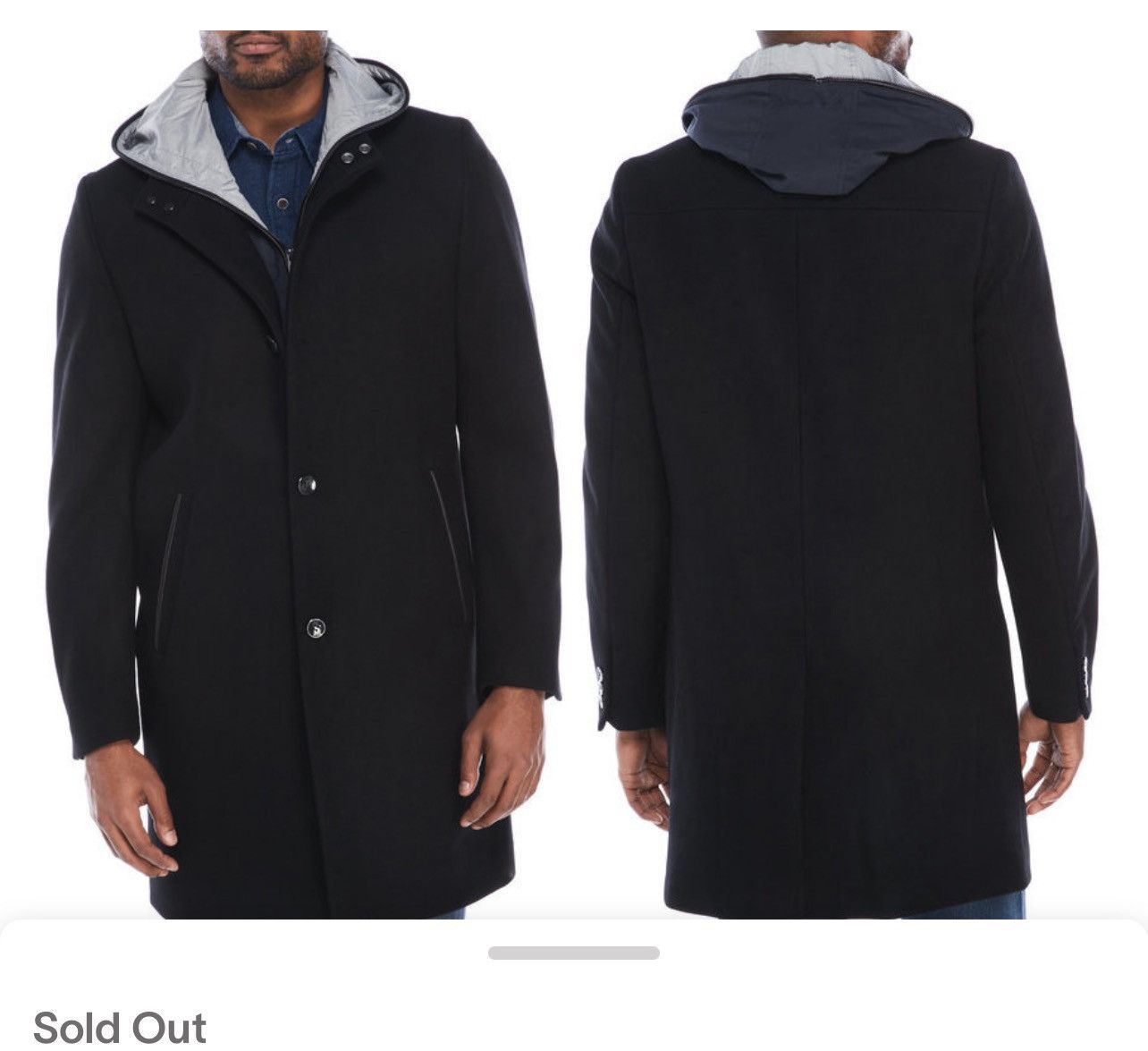 Vince Camuto Vince Camuto Black Wool-Blend Car Coat with Hooded Bib Size US M / EU 48-50 / 2 - 1 Thumbnail
