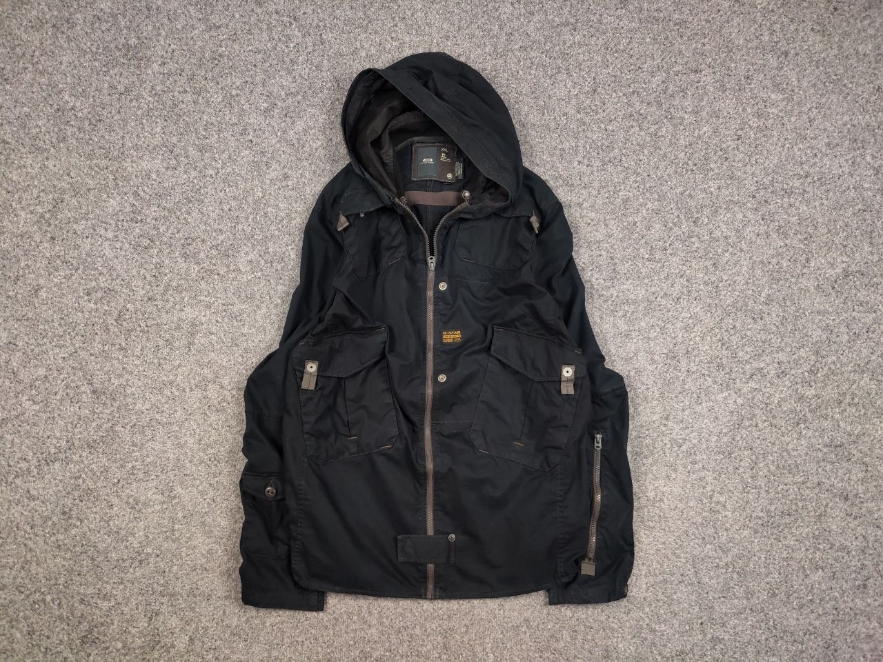 G-Star × Vintage Vintage 90's G Star Raw Military Zip Pocket Black Jacket Size US XL / EU 56 / 4 - 1 Thumbnail