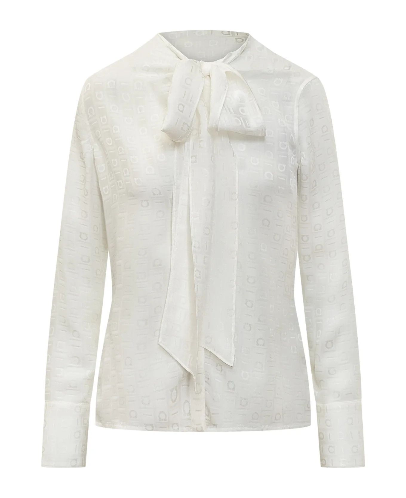 Salvatore Ferragamo o1y0426 Patterned Shirt in Off-White Size M / US 6-8 / IT 42-44 - 1 Thumbnail