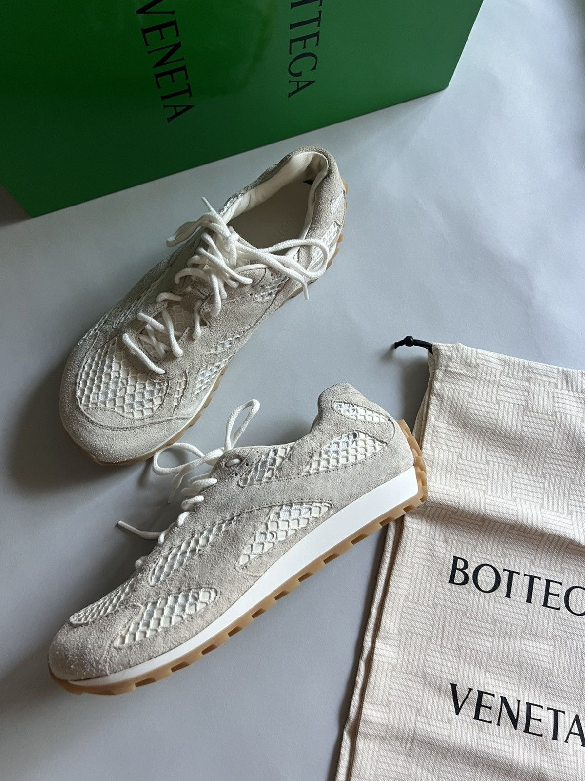 Bottega Veneta Orbit Suede Sneakers in white mesh Size US 8 / EU 41 - 3 Thumbnail
