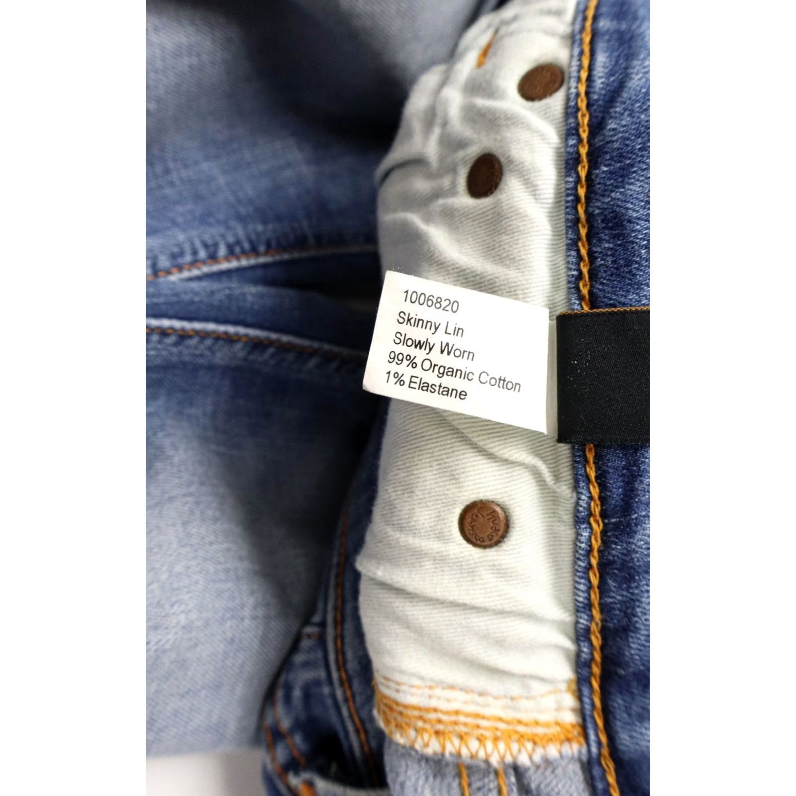 Vintage NUDIE Jeans Skinny Lin Slowly Worn Men's W31/L30 Whiskers Stretch Zip Fly Size US 31 - 7 Thumbnail