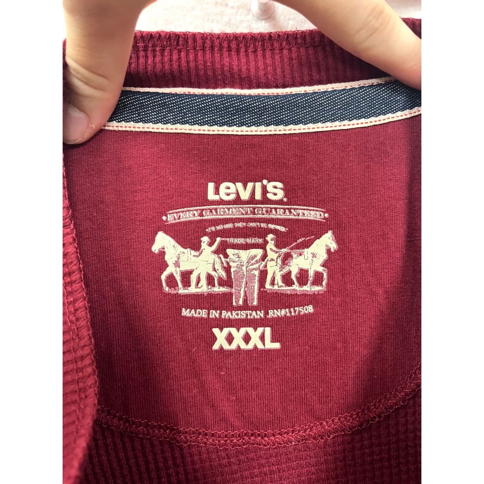 Levi's Levis Henley Shirt Red Waffle Knit XXXL Mens T-Shirt 3XL Size US XXL / EU 58 / 5 - 3 Thumbnail